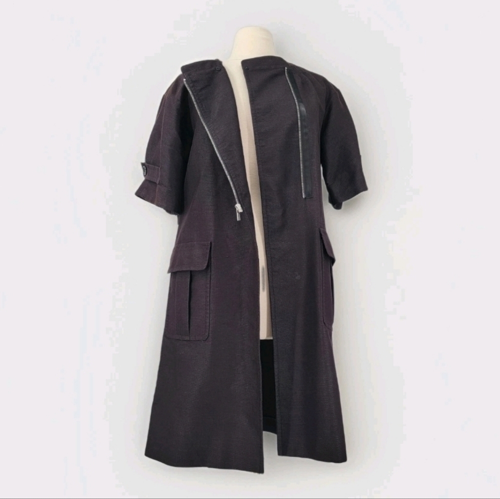 BCBGMaxAzria Black Topper Jacket Size Small Short Sleeve Mid Length Duster Coat